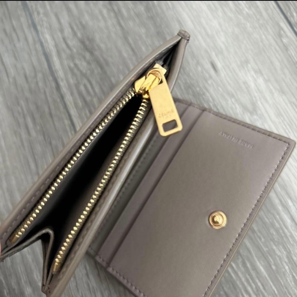 CELINE Two Fold Wallet Gray Item From Japan