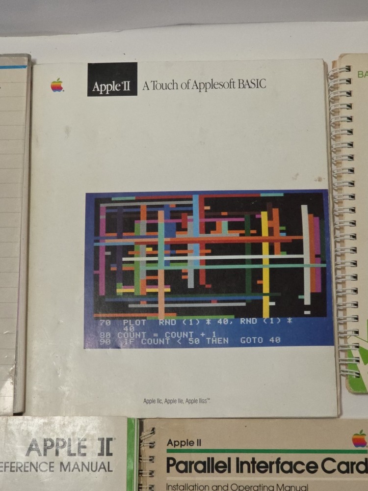 Lot of 5 Apple II Reference Manuals, DOS, AppleSoft, BASIC, Parallel Interface