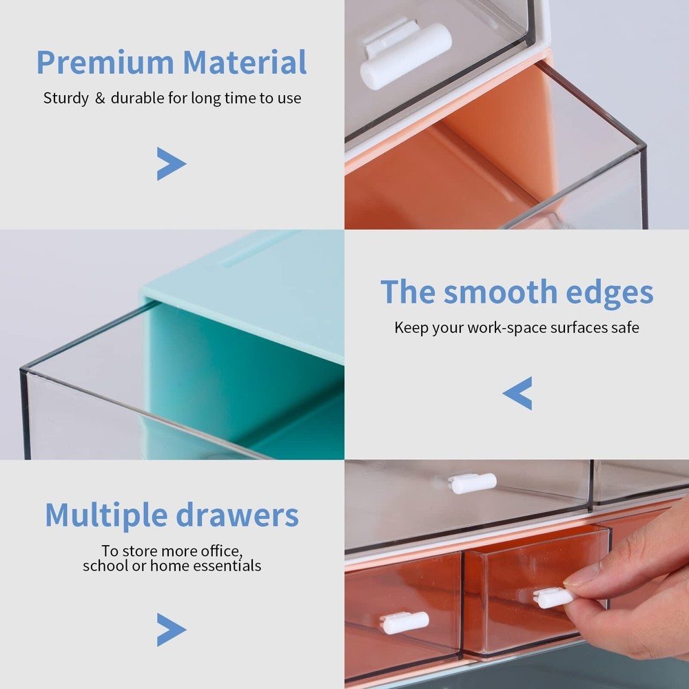 Desk Craft Organizer and Storage with 7 Flat Drawers, Stackable Plastic Deskt...