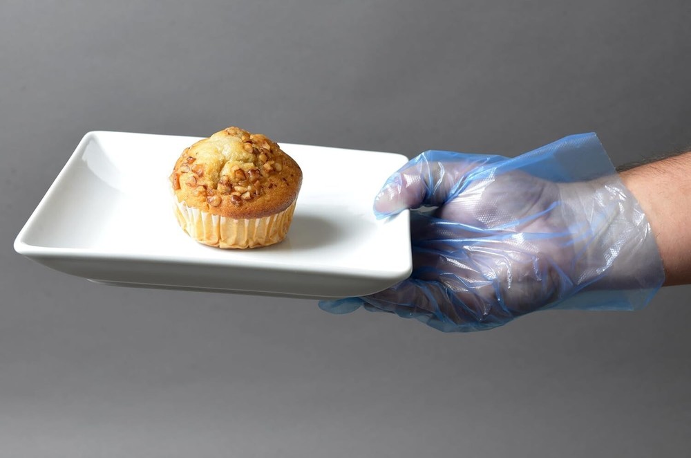 1,000 Blue, Easy-Fit, Food Prep, Poly, Header Gloves With Wall Mount