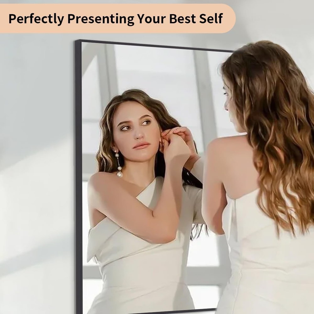 Black Mirrors for Wall, 30x48 Inch Bathroom Mirror, Rectangular Wall Mirror f...