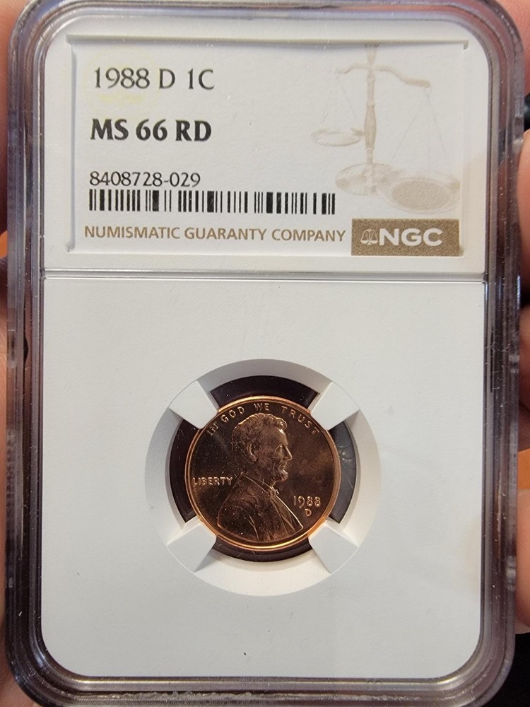 1988 D 1c LINCOLN MEMORIAL CENT - NGC MS66