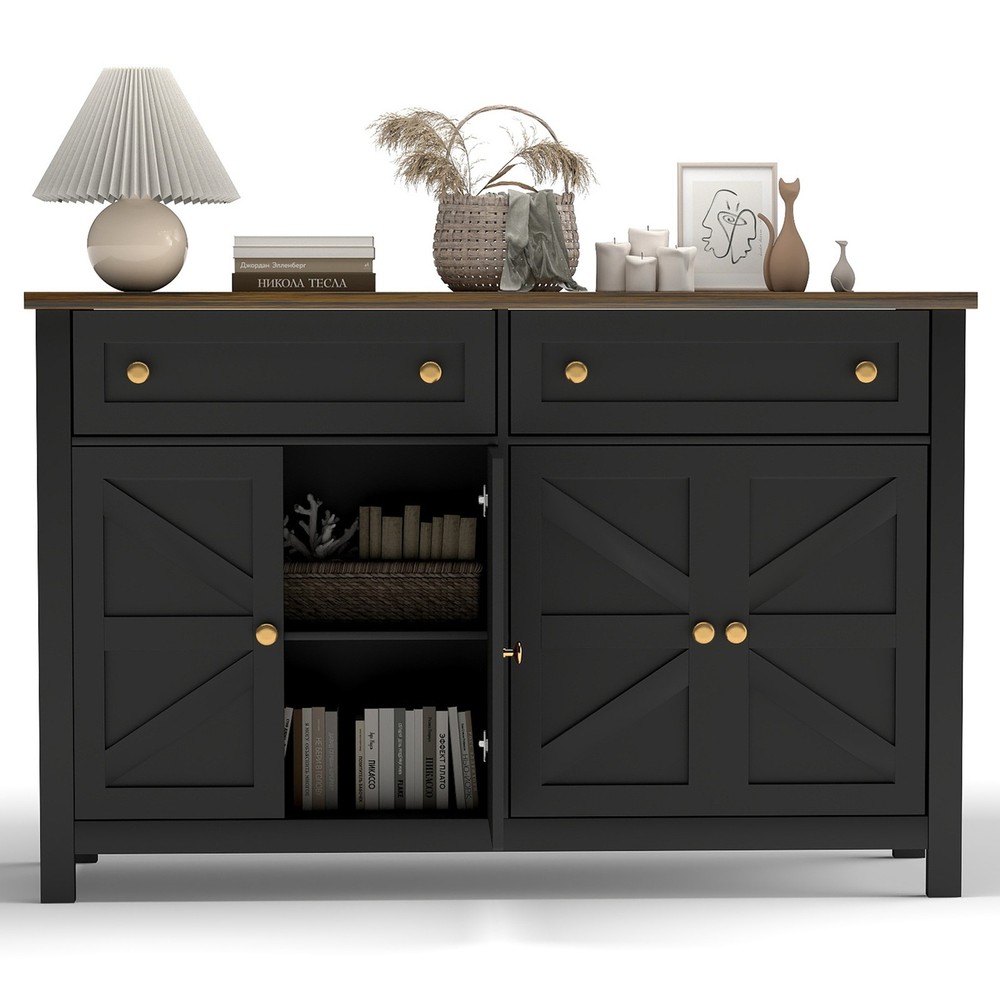 55.1in Sideboard Buffet Cabinet Kitchen Storage Sideboard With Drawers REQY