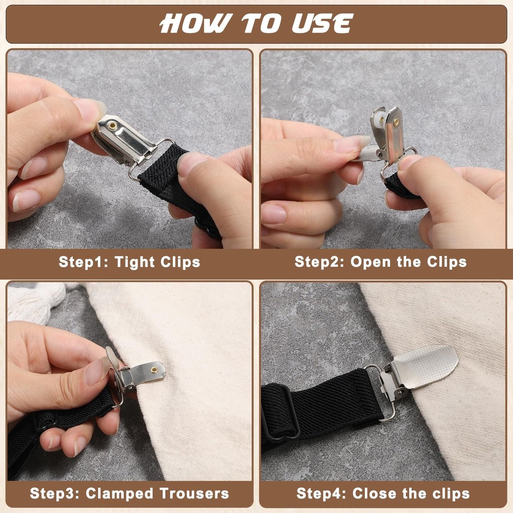 4PCS Adjustable Boot Straps Cowboy Elastic Clips