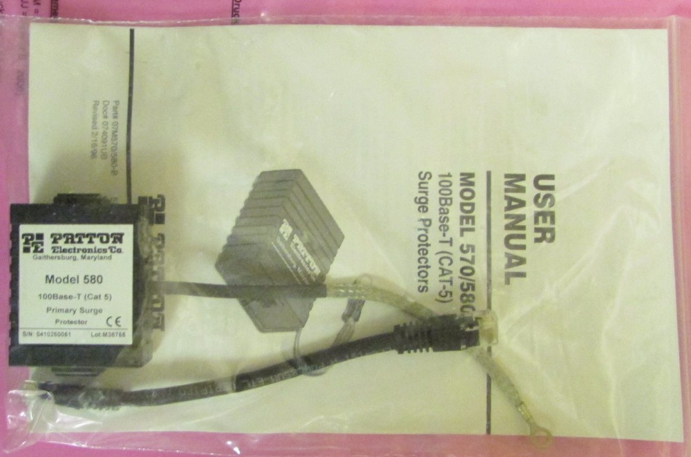 PATTON ELECTRONICS Model 580 100 Base T Cat 5 Surge Protector