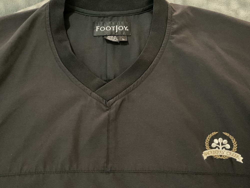 FootJoy Black Pull Over V Neck L/S Pullover Jacket Large Men's Hackberry Creek