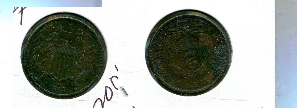 1865 TWO CENT PIECE TYPE COIN NICE XF PITTED 2004T