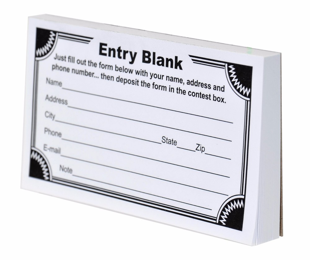 Contest Entry Forms 100 Forms Per Pad Lot of 12 Raffle Forms