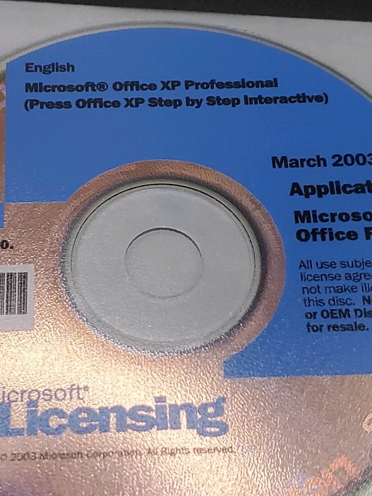 Microsoft Licensing March 2003 Office XP Professional PC Software