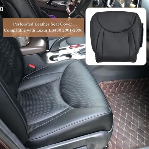 Front Driver Side Bottom Perforated Leather Cover Black Compatible with Lexus