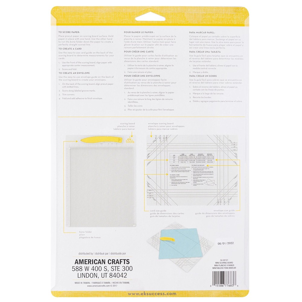 Mini Scoring Board 7.5"x9.75" with Bone Folder for Paper Crafting & Envelopes