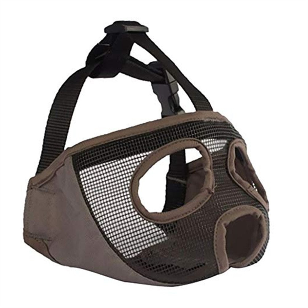 Short Snout Dog Muzzle Adjustable Breathable Mesh Bulldog Training Mask Grey