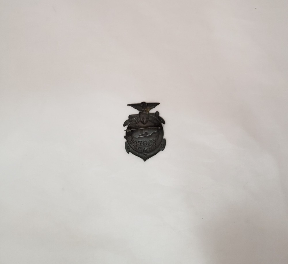 WWI US War Service Ship Building Worker's Badge with Eagle and Shield Numbered