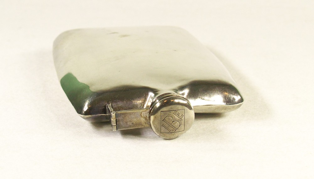 Japanese Solid Silver Flask Signed