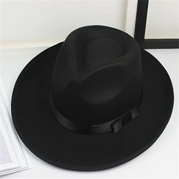 2 Pack-Black Fedora Hat with Removable Belt – Adjustable & Stylish