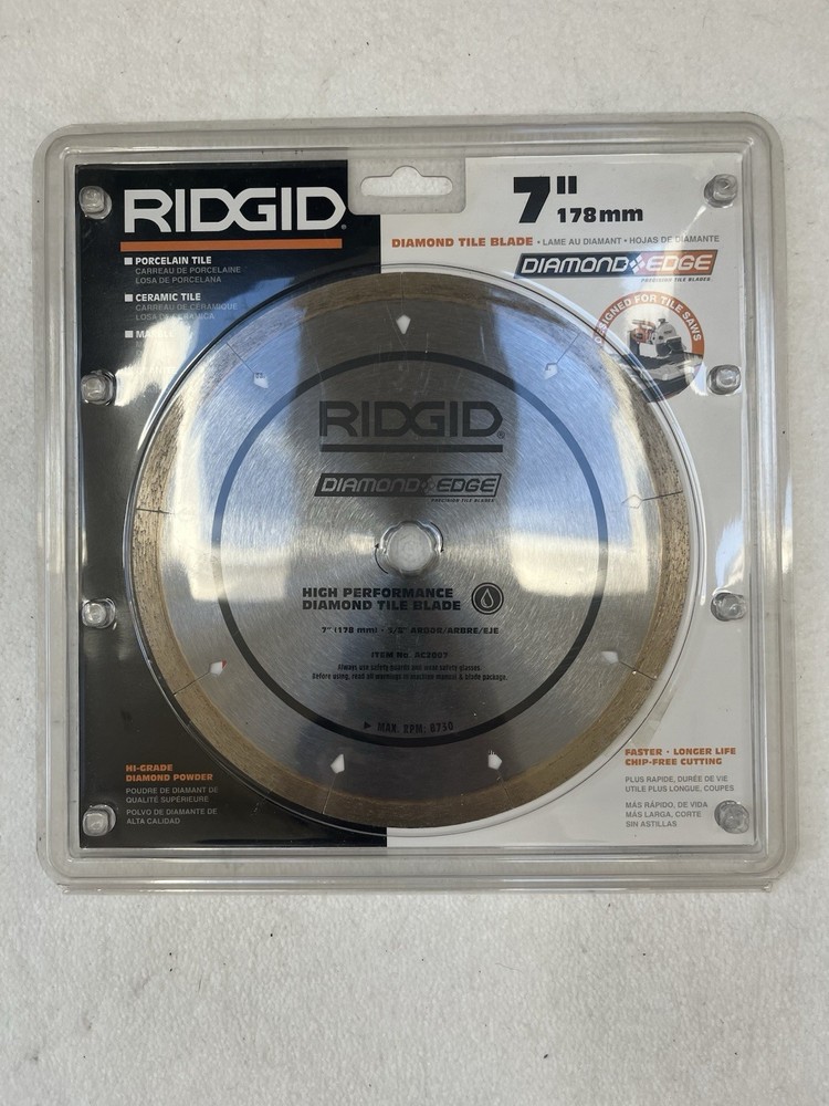 Diamond Edge Ridgid 7” 178mm High Performance Diamond Tile Blade NEW