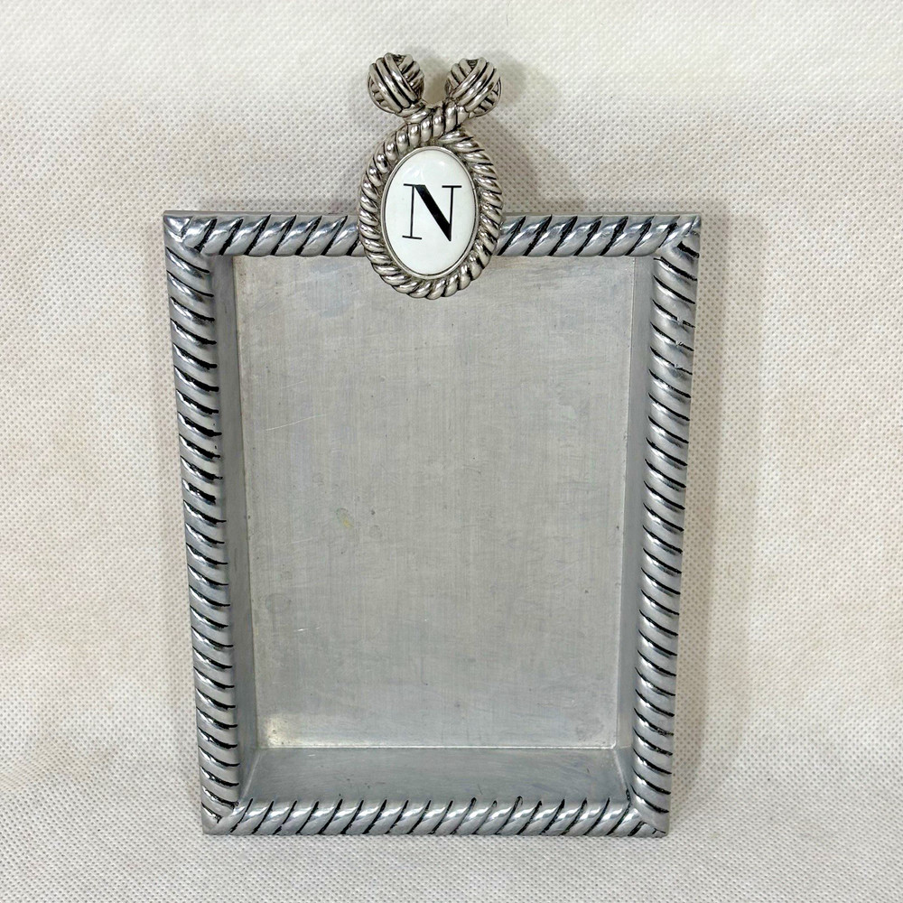 Mud Pie 2009 N Initial Metal Note Holder Tray 501013