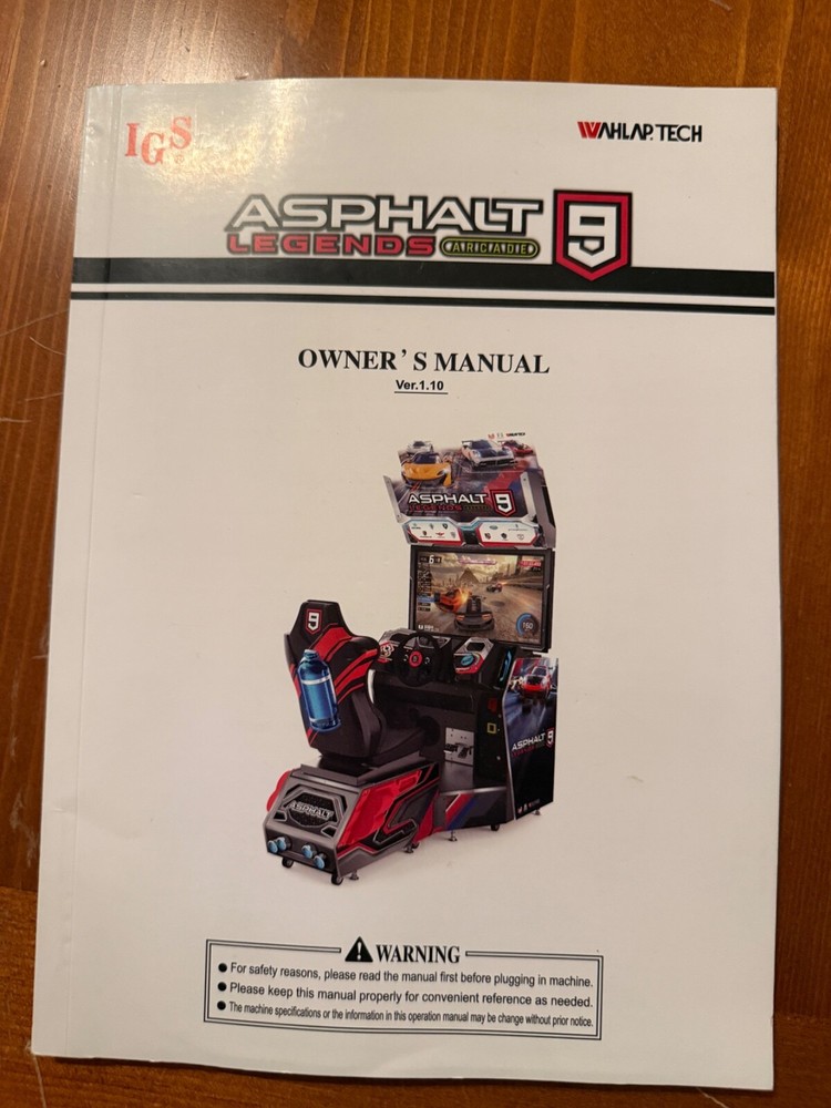 Wahlap Tech "Asphalt 9 Legends Arcade" Owner's Manual