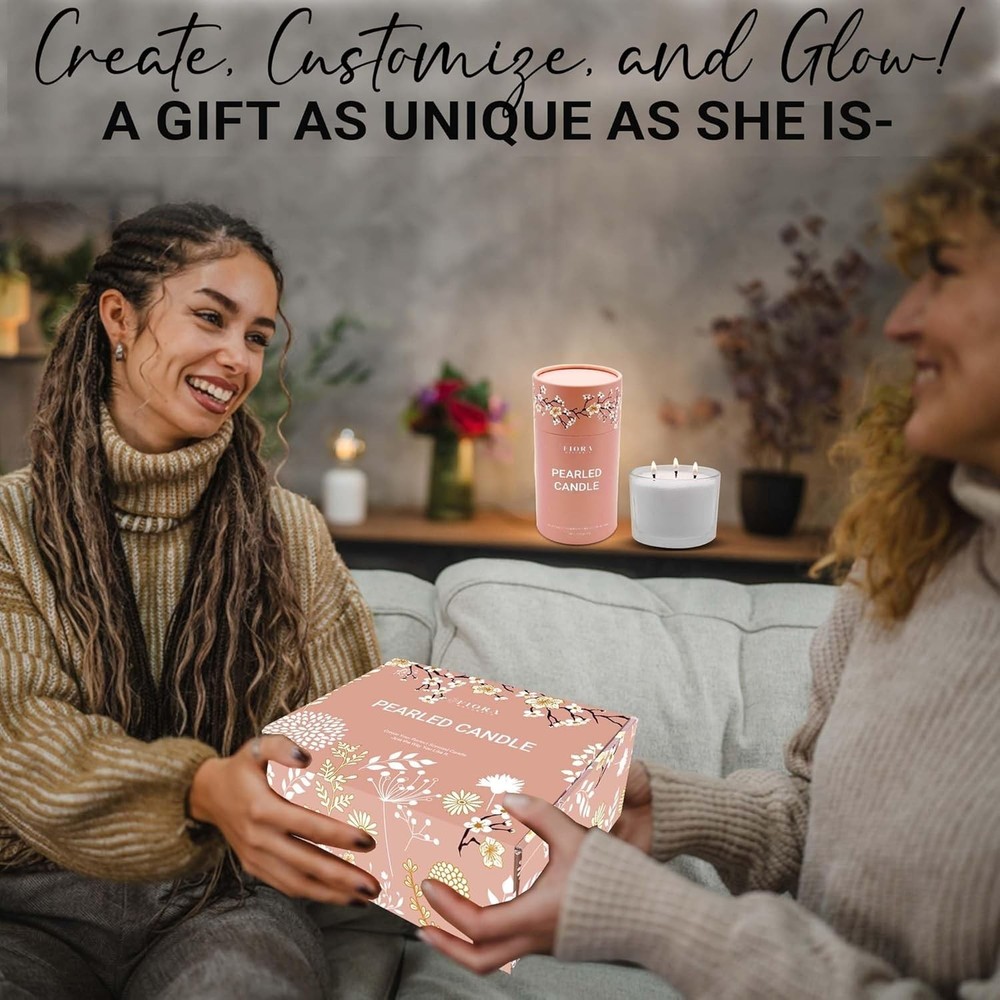 Customizable Pearled Candle Kit - 18oz with Natural Oils & 120 Hours Burn Time