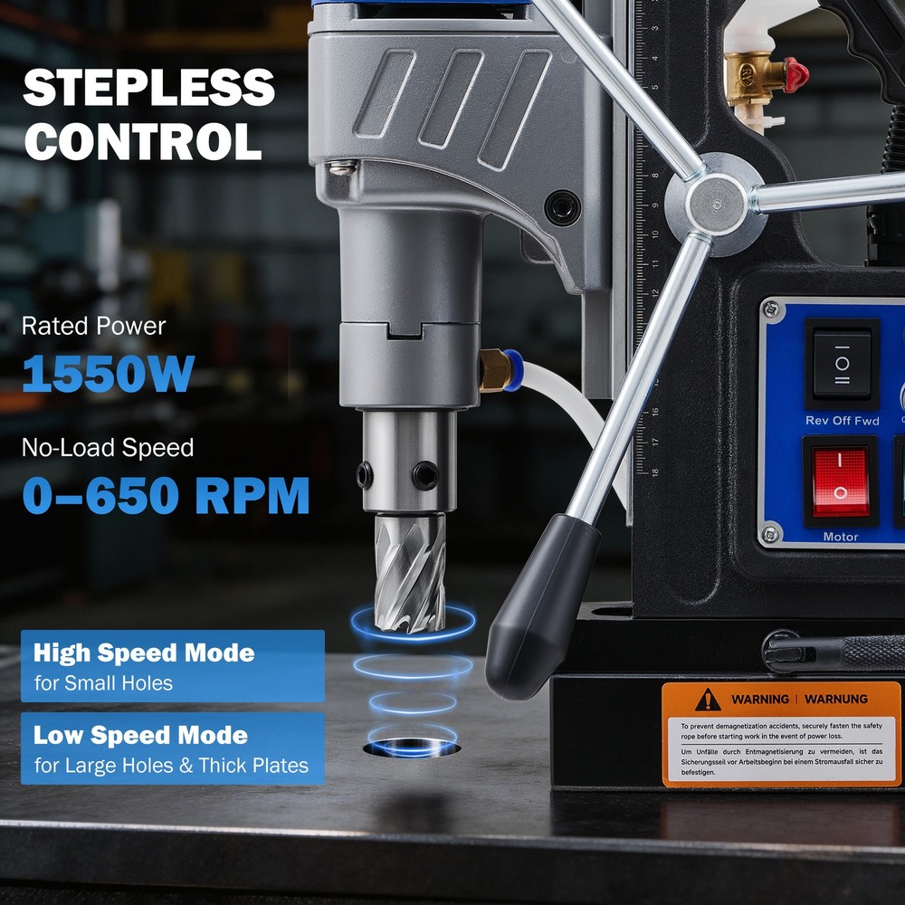 1550W Electric Magnetic Drill Press Forward/Reverse Rotating Base w. 11 Bits US