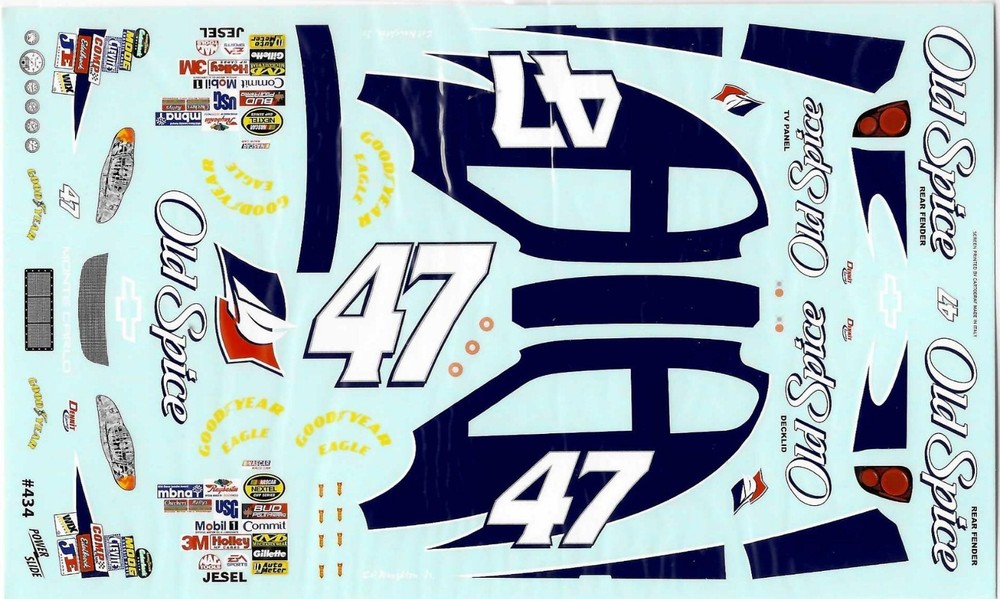 Powerslide 434 #47 Old Spice Cal Naughton 1/24 waterslide decal