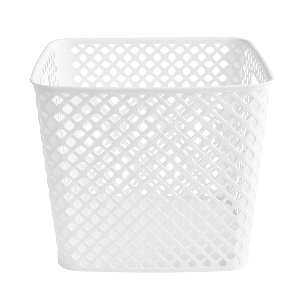 White 13" Cube Decorative Storage Basket
