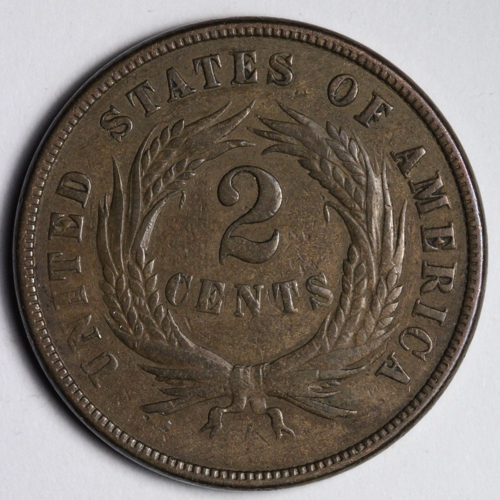 1871 Two Cent Piece XF+ E188 XZPM