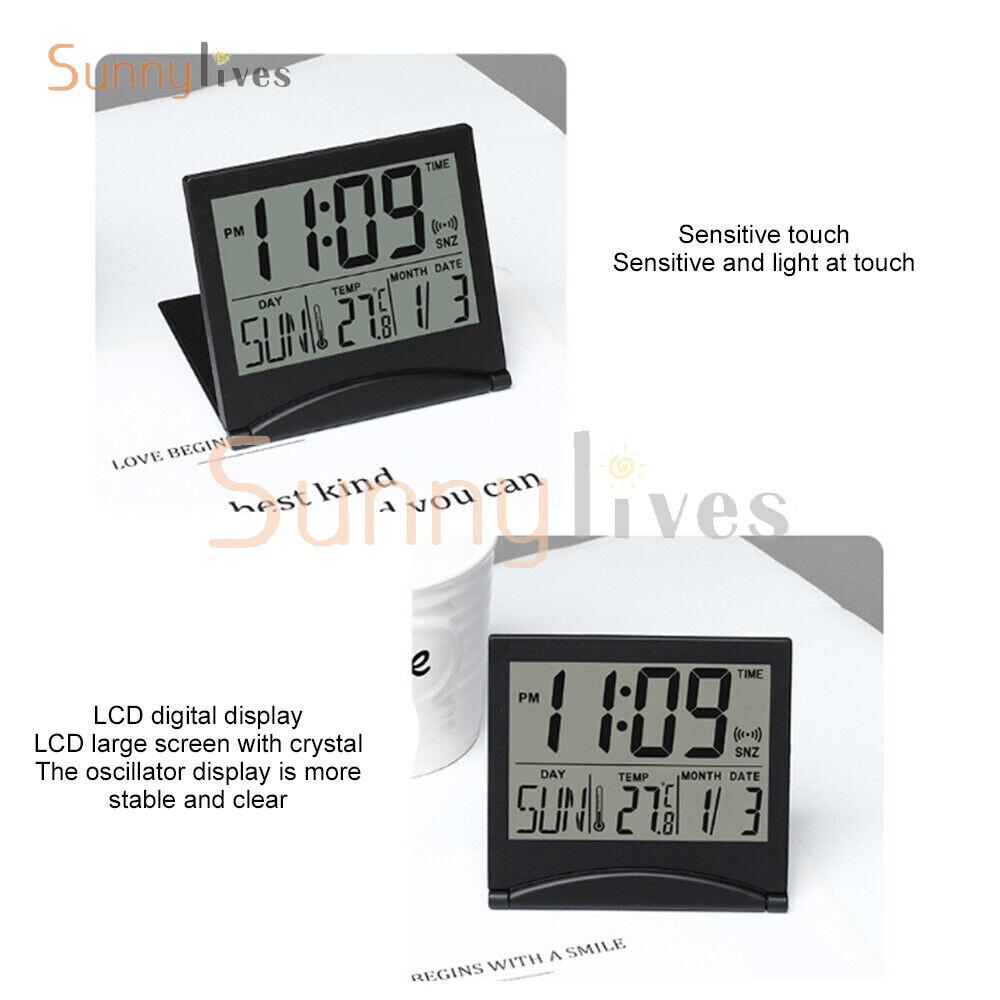 Digital Deck Clock Foldable Calendar Temperature Timer Alarm Clock LCD Display