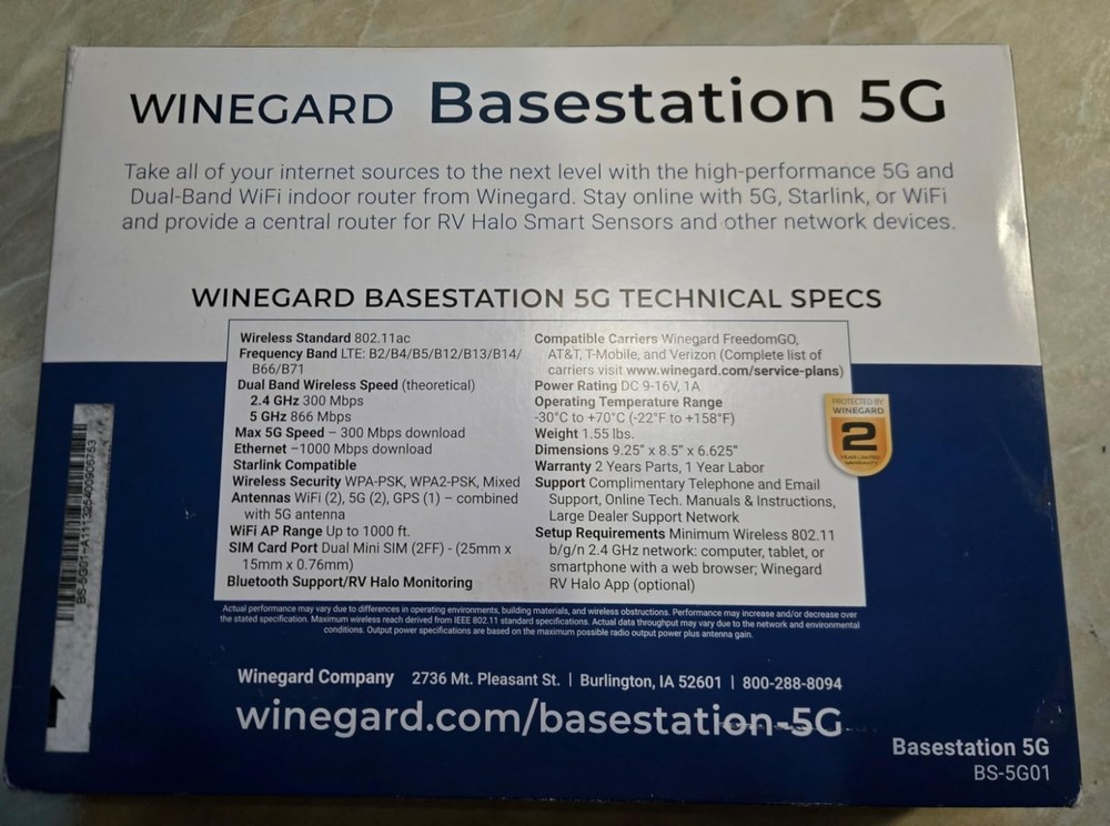Winegard Basestation 5G BS-5G01 Router