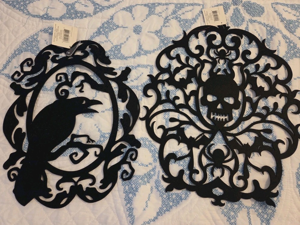 Raven And Skull Felt Wall Art
