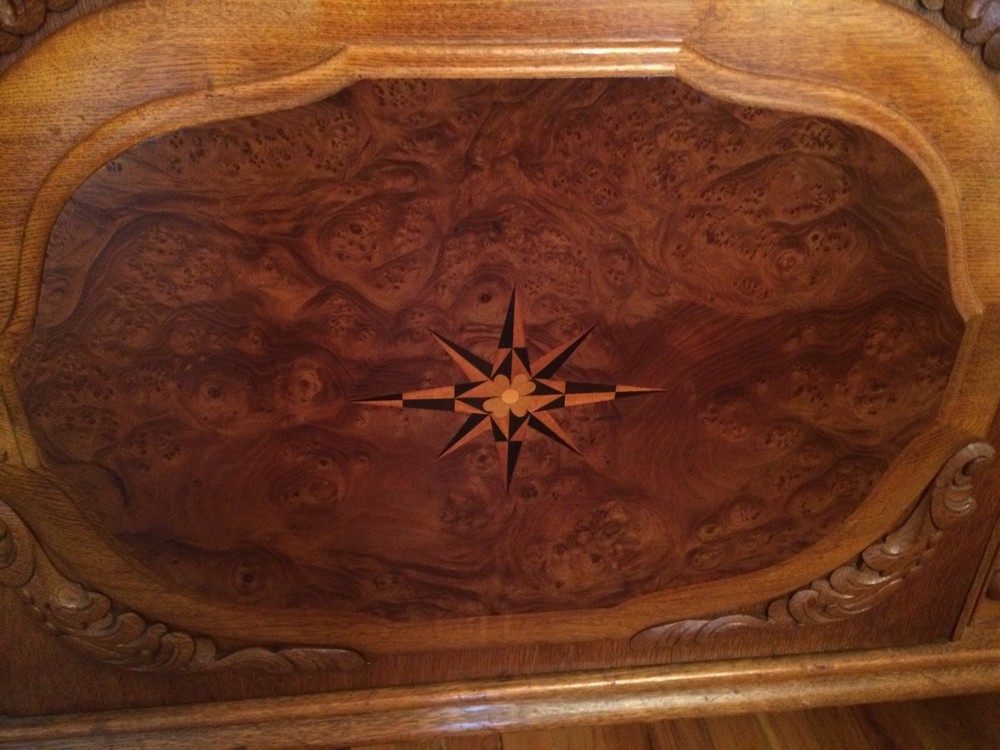 SOLID OAK BUFFET CARVED INLAID
