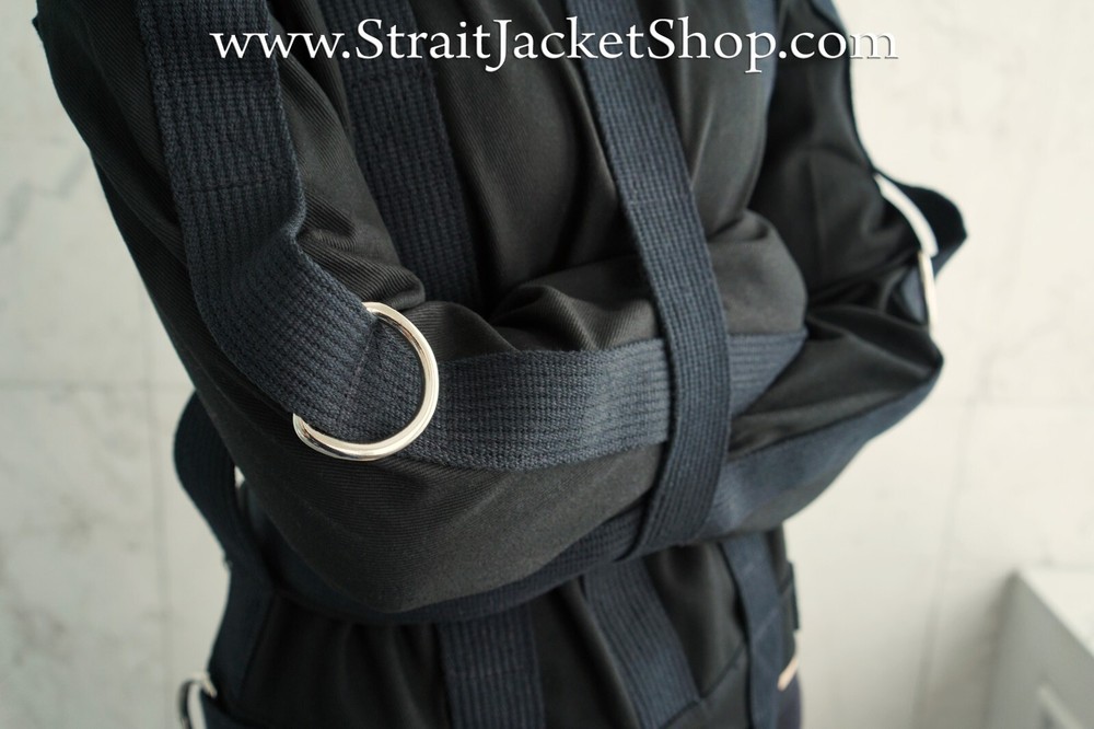 Black Straitjacket - Sides Crotch Strap Restraining Bondage Jacket High Quality