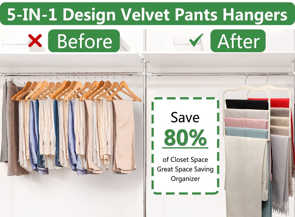 Pants Hangers Space Saving,Organization and Storage for Dorm Room Essentials ...