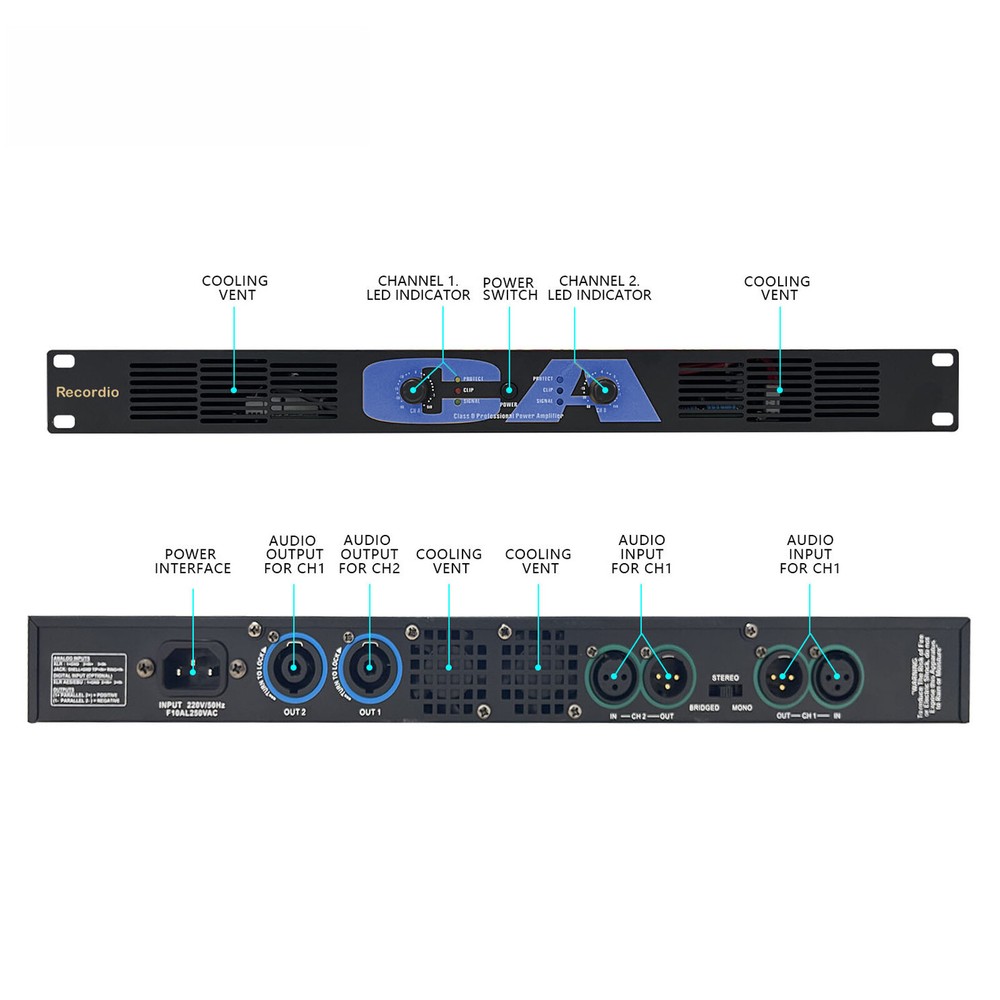 CA-450 2 Channel Digital Power Amplifier 2x900watt Class-D Bridge Function 180py