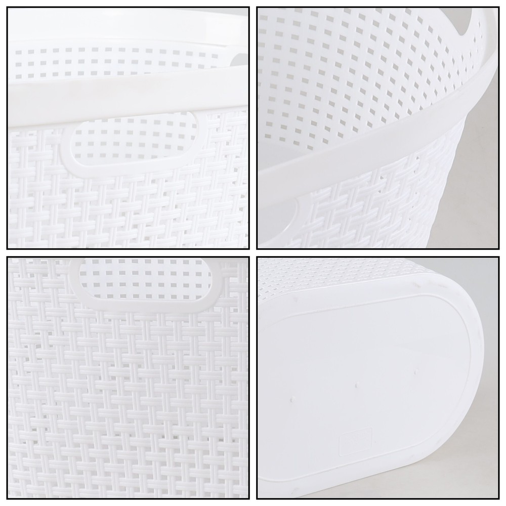 4 Pack Large Laundry Baskets, Plastic Hamper Laundry Basket, 40L, White