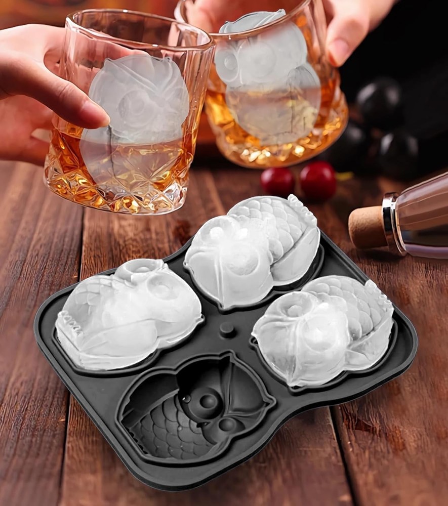 Silicon Ice Cube Tray Funny Animals Shape Ice Cube Tray with Lid, Large Ice Cube