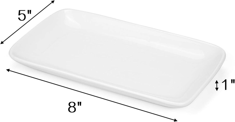 8-Piece Set of 8-Inch Rectangular Ceramic Plates Salad Plates