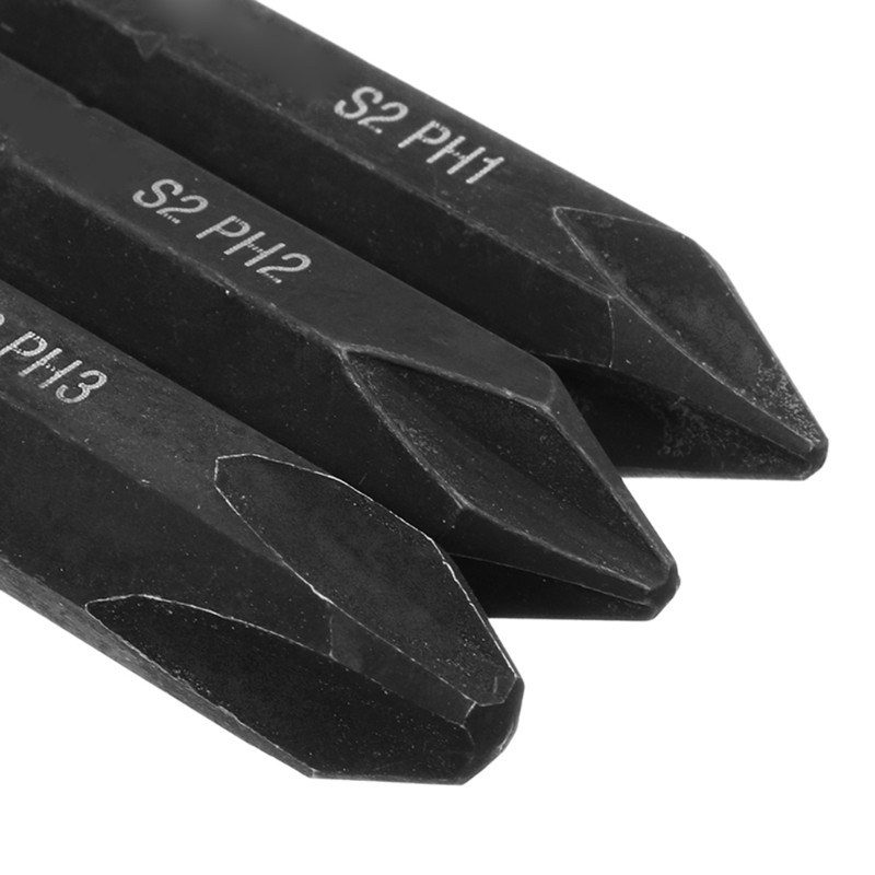 3 Pieces Replaceable Screw Impact Bit Strong Bit PH1 / PH2 / PH3