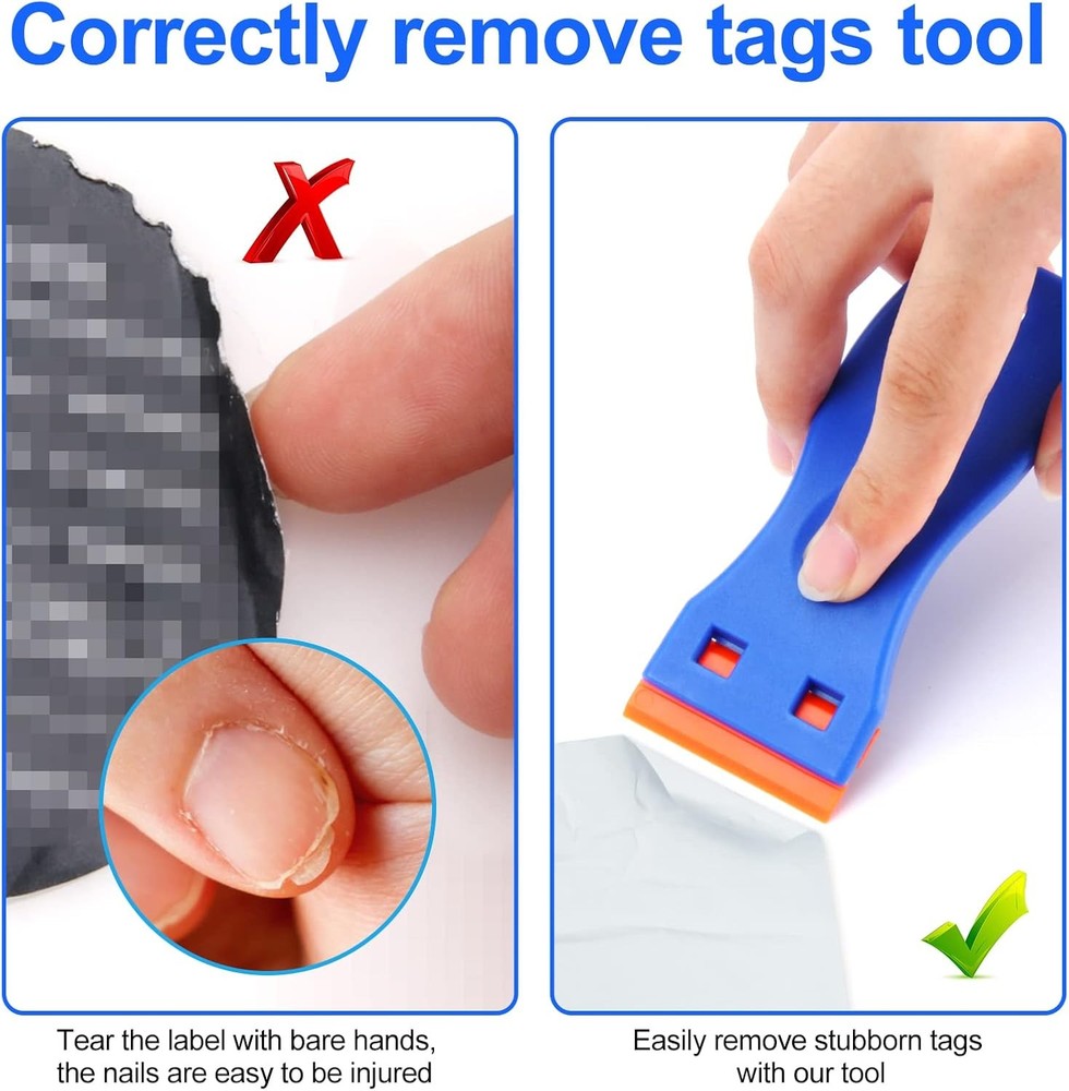 4 Pcs Plastic Razor Blade Scraper and 100 Pcs Blades, Remove Label Decal Tool，