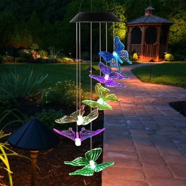 Red and Blue Butterfly Wind Chimes