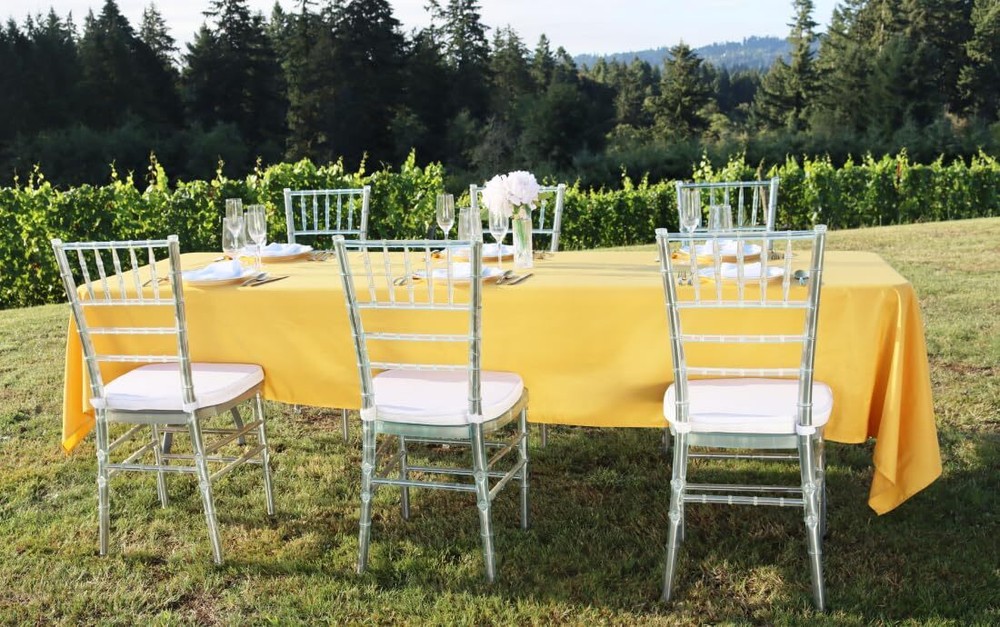 Linentablecloth Rectangular Polyester Tablecloth Gold 60" X 1