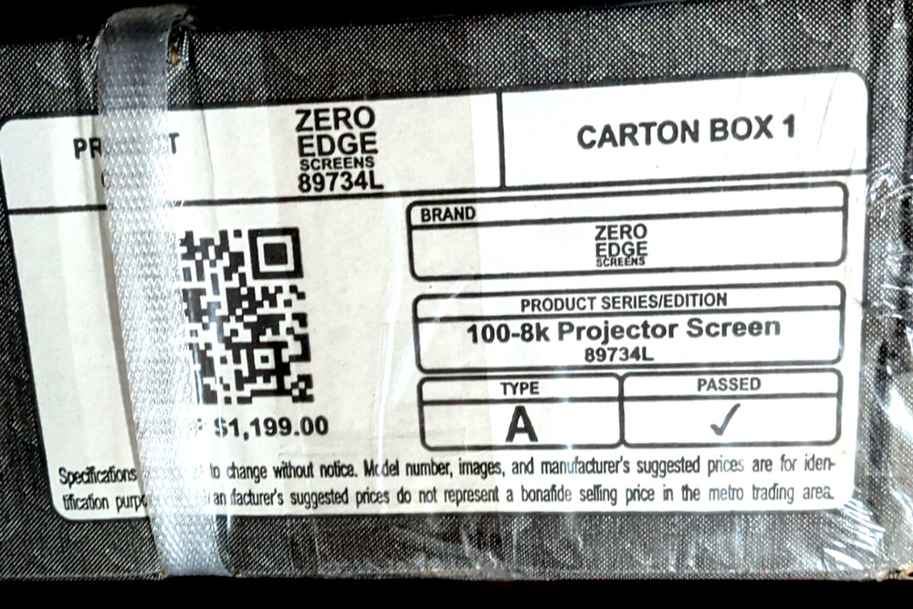 Elitech 100” Motorized Projector Screen ZERO EDGE 100-8K #89734L NIB MSRP $1200