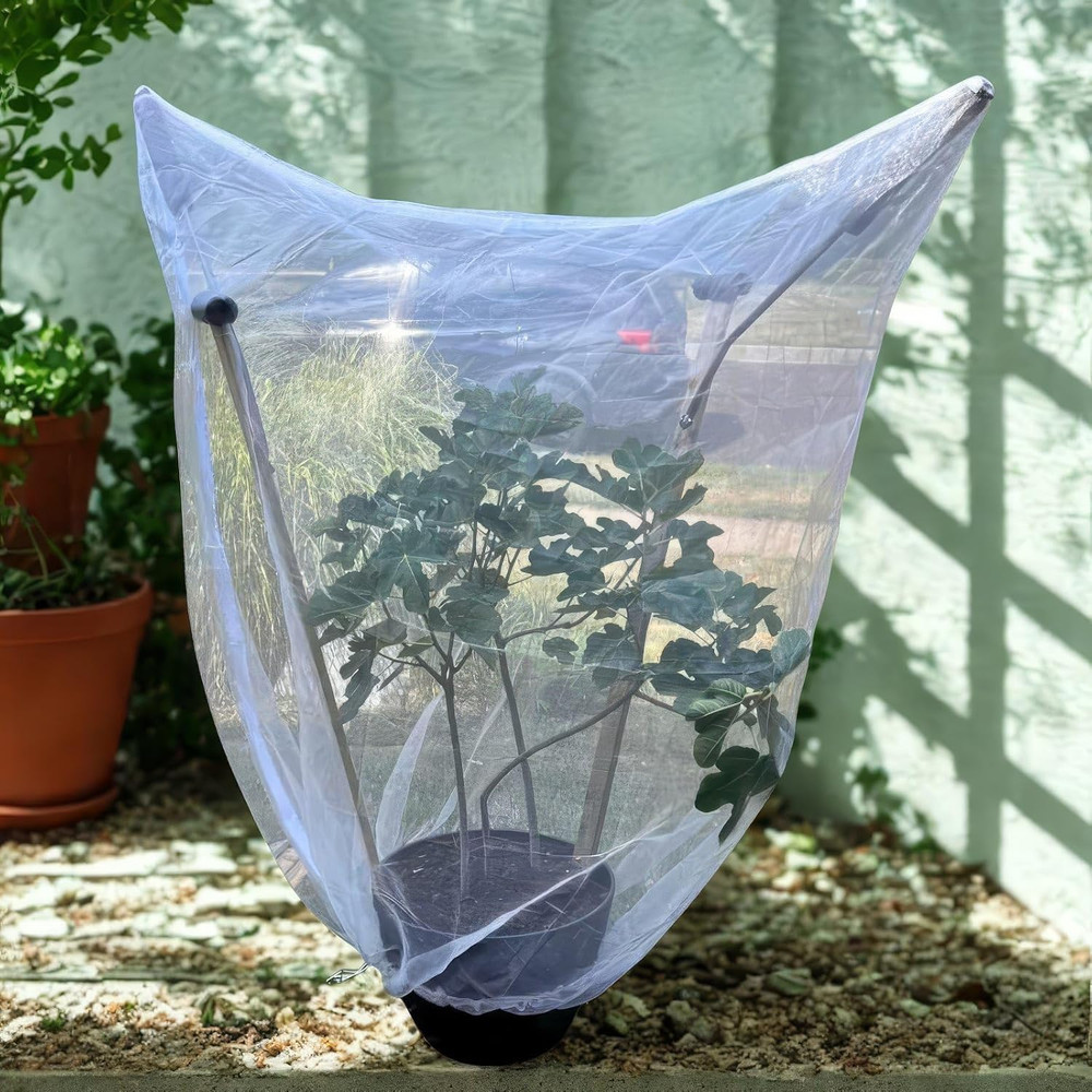 4 Pcs Fruit Tree Netting with Zipper & Drawstring, 4Ft X 4Ft Insect & Bird Netti
