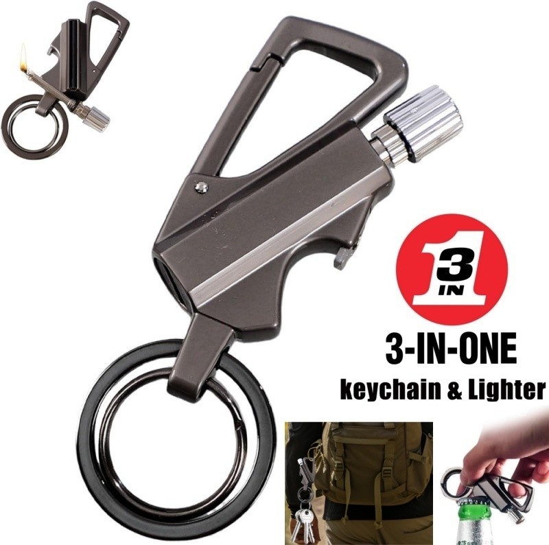 Permanent Match Infinity Lighter with Multitool Keychain Bottle Opener for Men