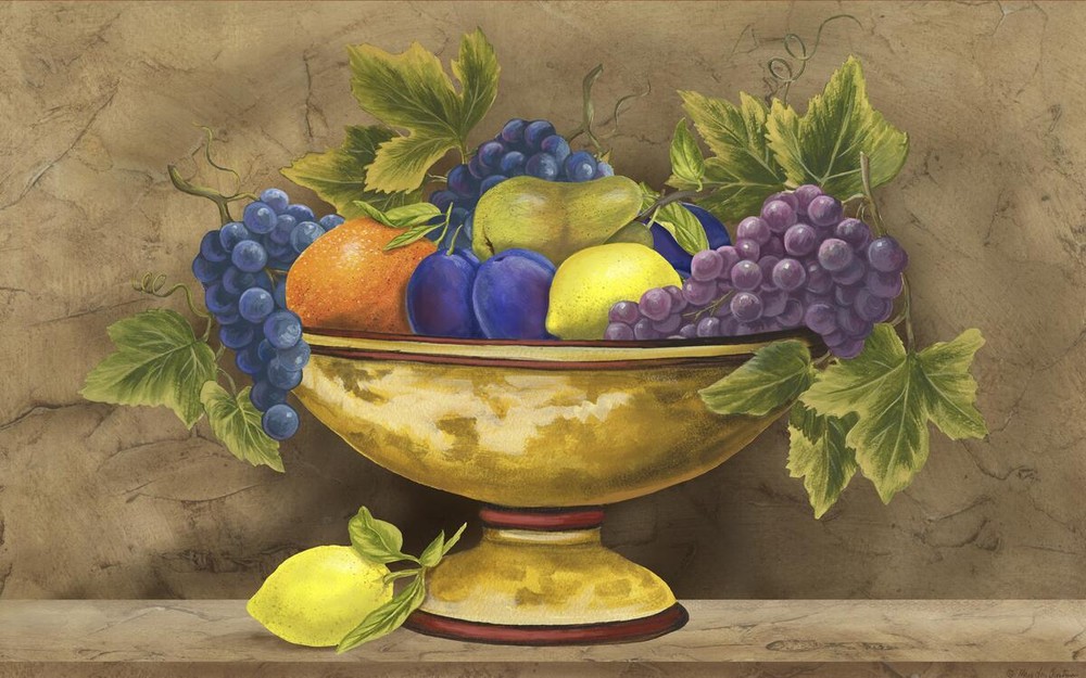 Ceramic Tile Mural Kitchen Backsplash - Tuscany Still Life II-MT