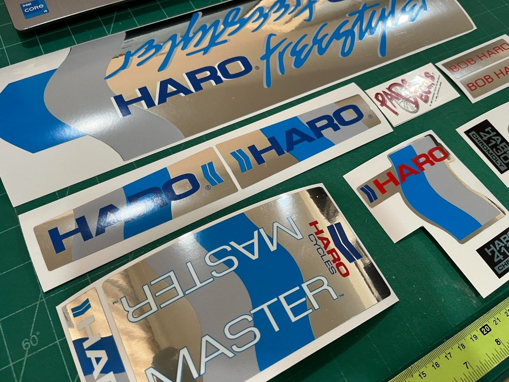 1985 haro master freestyler on chrome bmx sticker decals