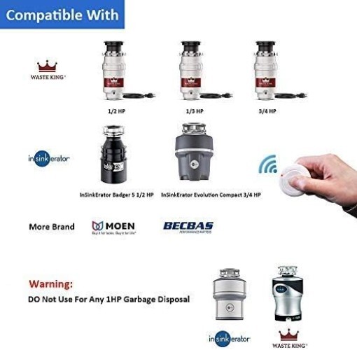 Elegant Wireless Garbage Disposal Switch Kit - No Drilling Required, 100ft Range