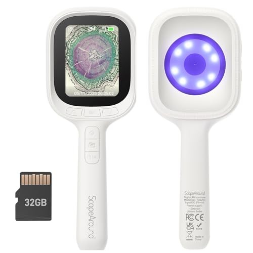 ScopeAround Digital Microscope Autofocus 2.8in Screen 32GB MicroSD Mac Windows