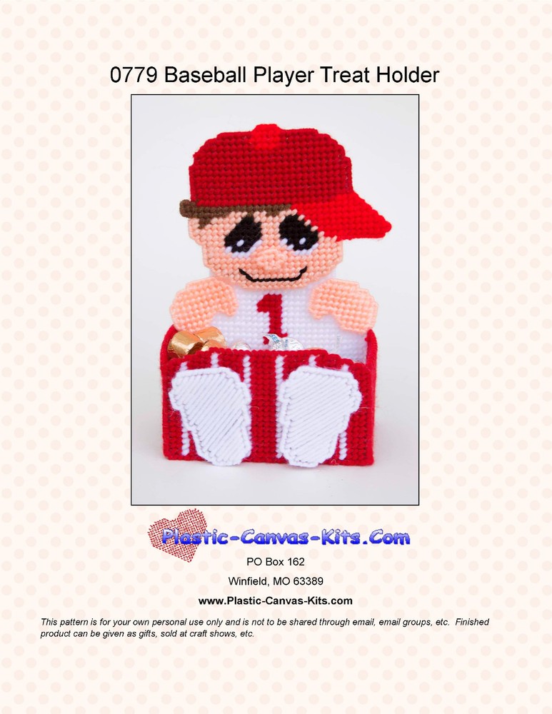 Baseball Player Treat Holder- Plastic Canvas Pattern or Kit