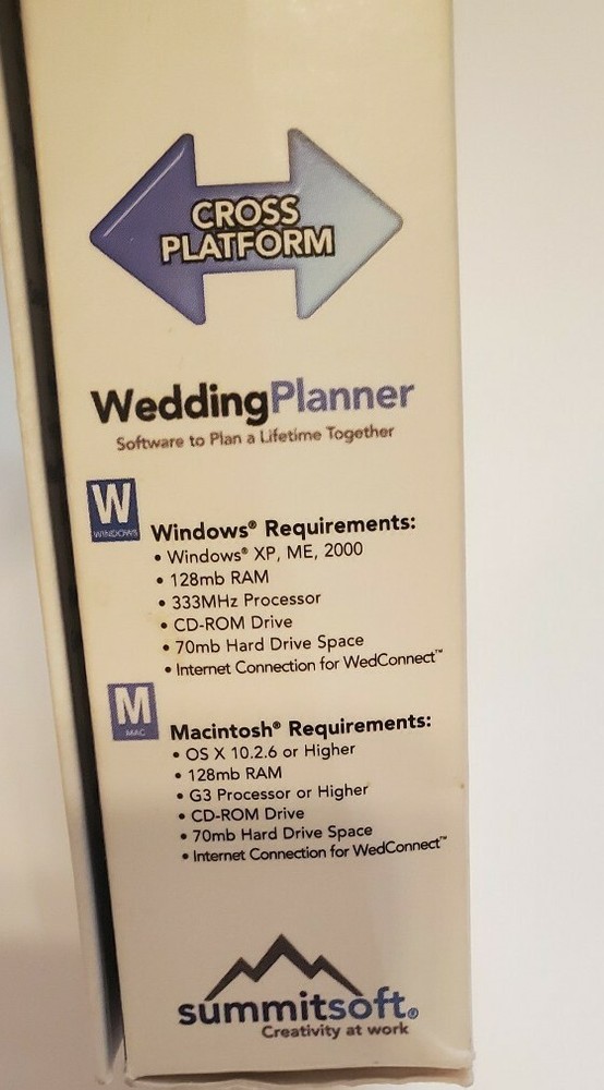Wedding Planner Software By Summitsoft Windows/Macintosh 2006 Brand New Sealed